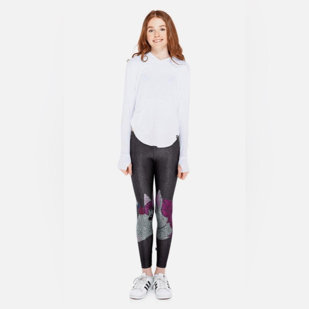 NWOT Terez Girls Limited Edition Crystal Emoji Unicorn Leggings-Size Large/14